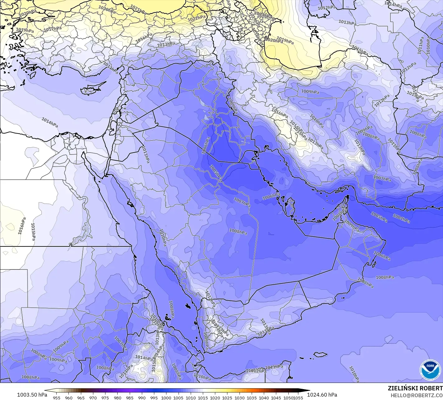 GFS モデル - 中東, 気圧