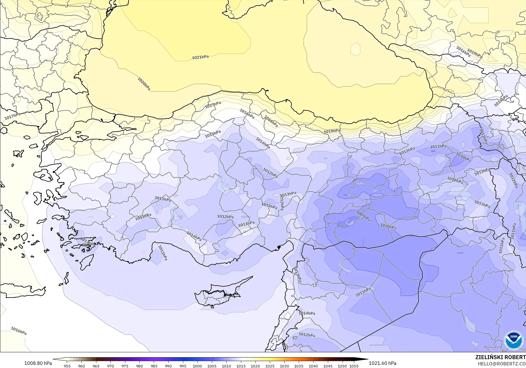 GFS モデル - トルコ, 気圧