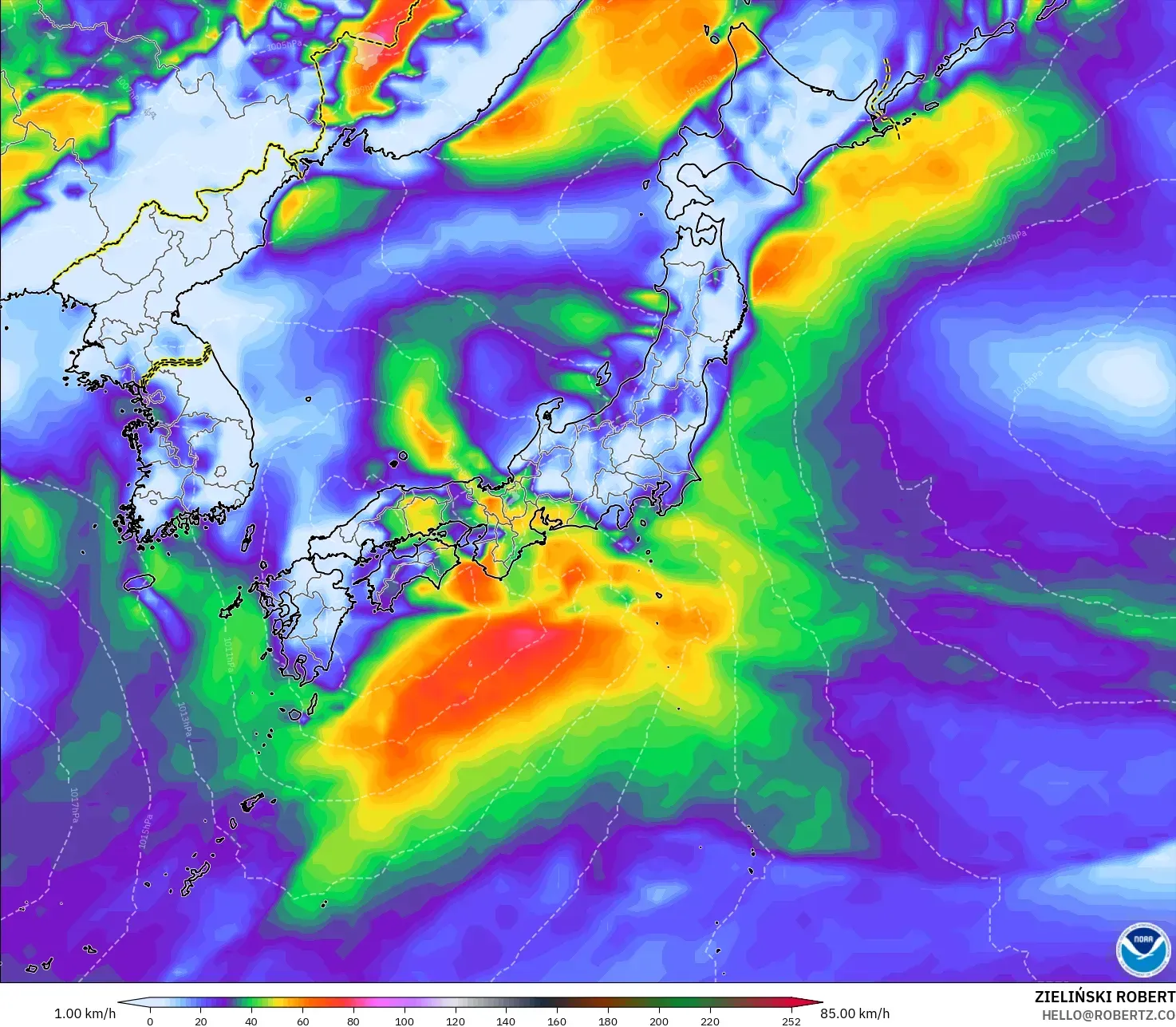 GFS モデル - 日本, 突風