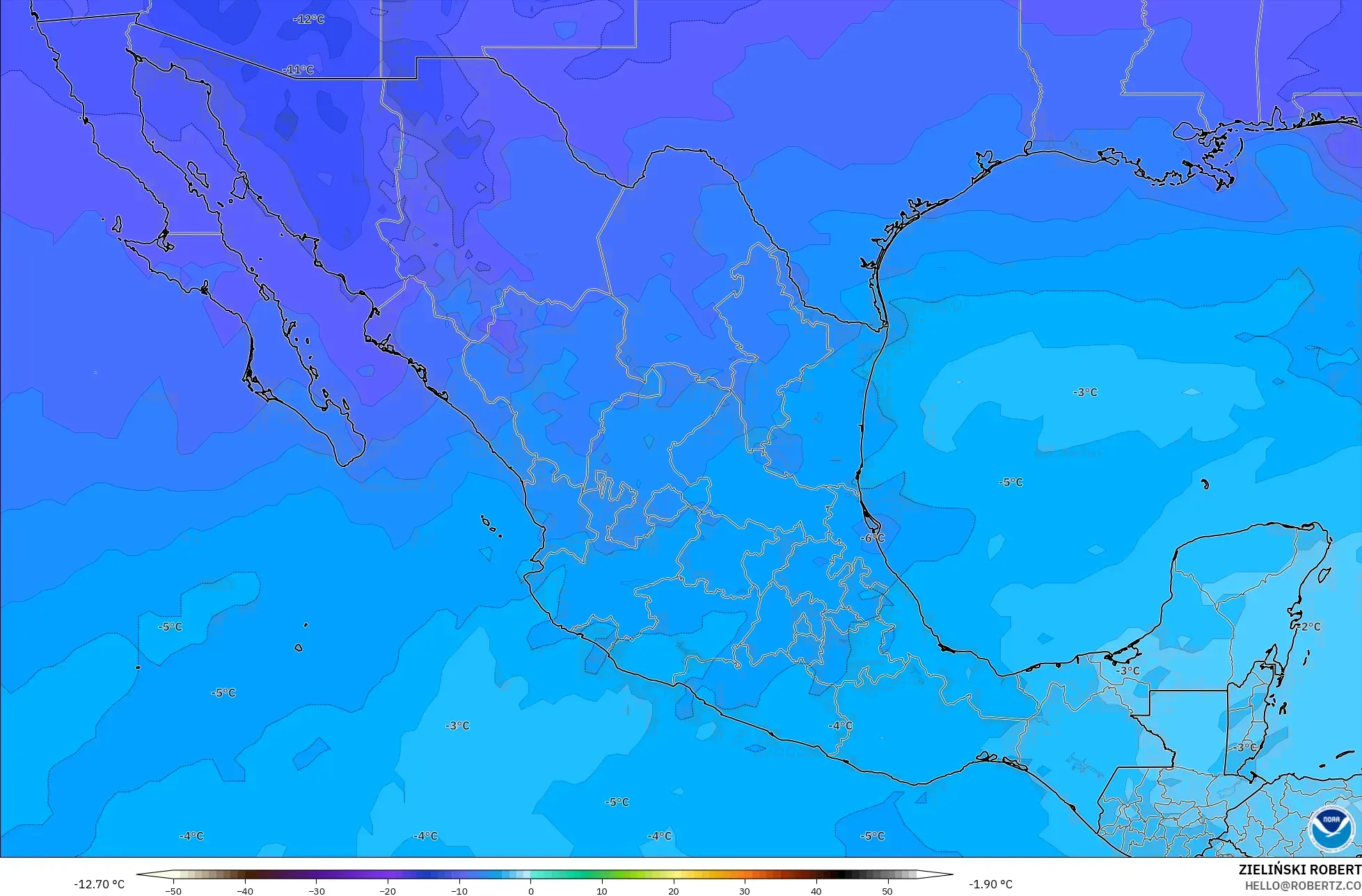 GFS モデル - メキシコ, 気温（500hPa）