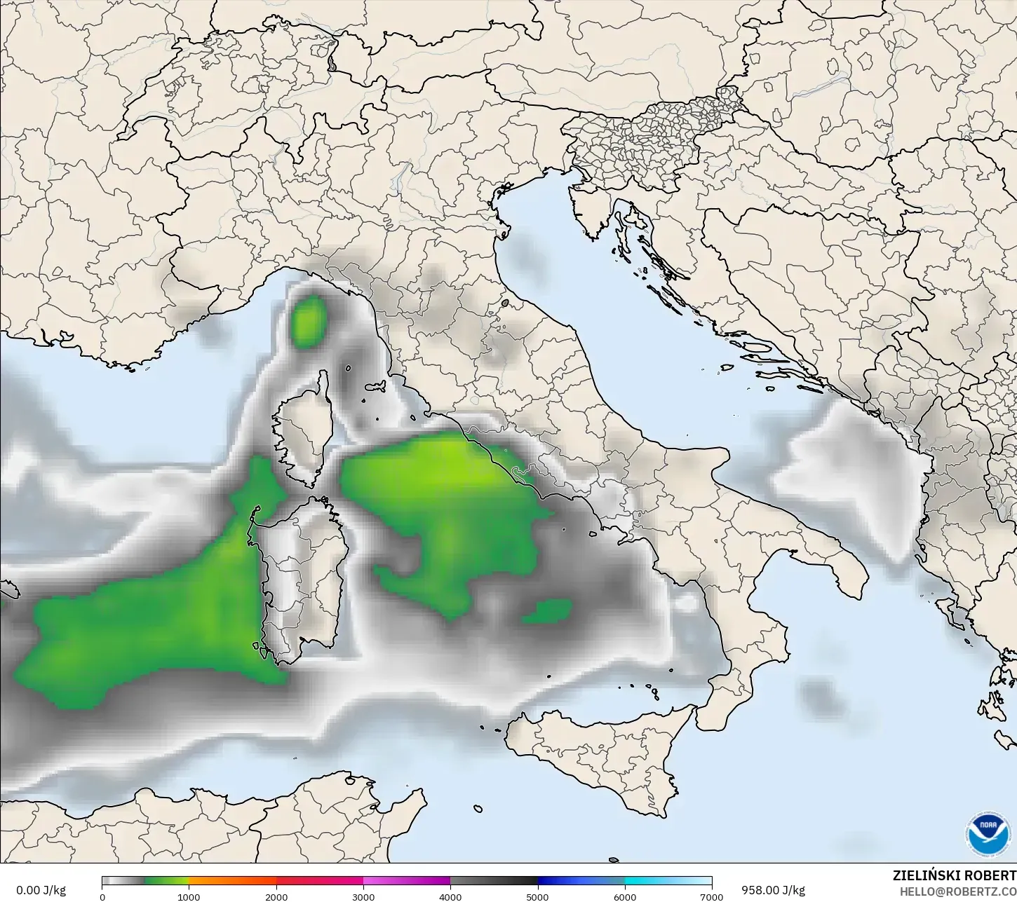 GFS モデル - イタリア, CAPE