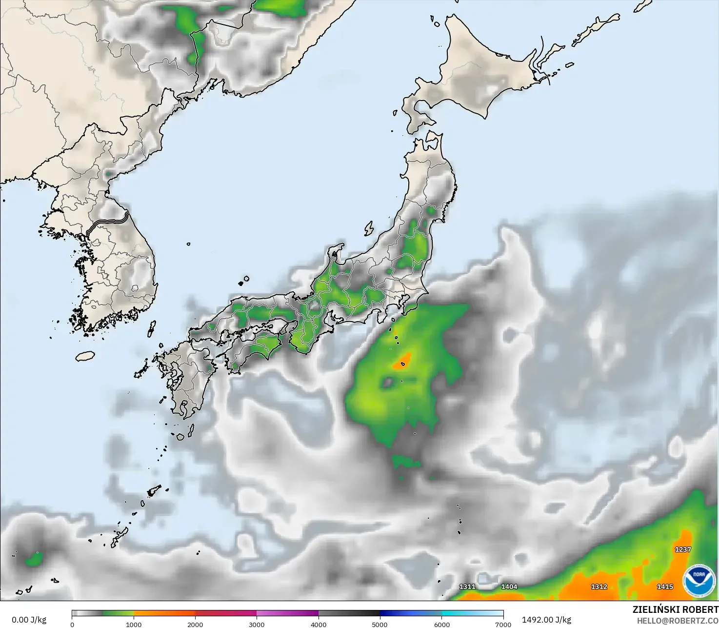 GFS モデル - 日本, CAPE