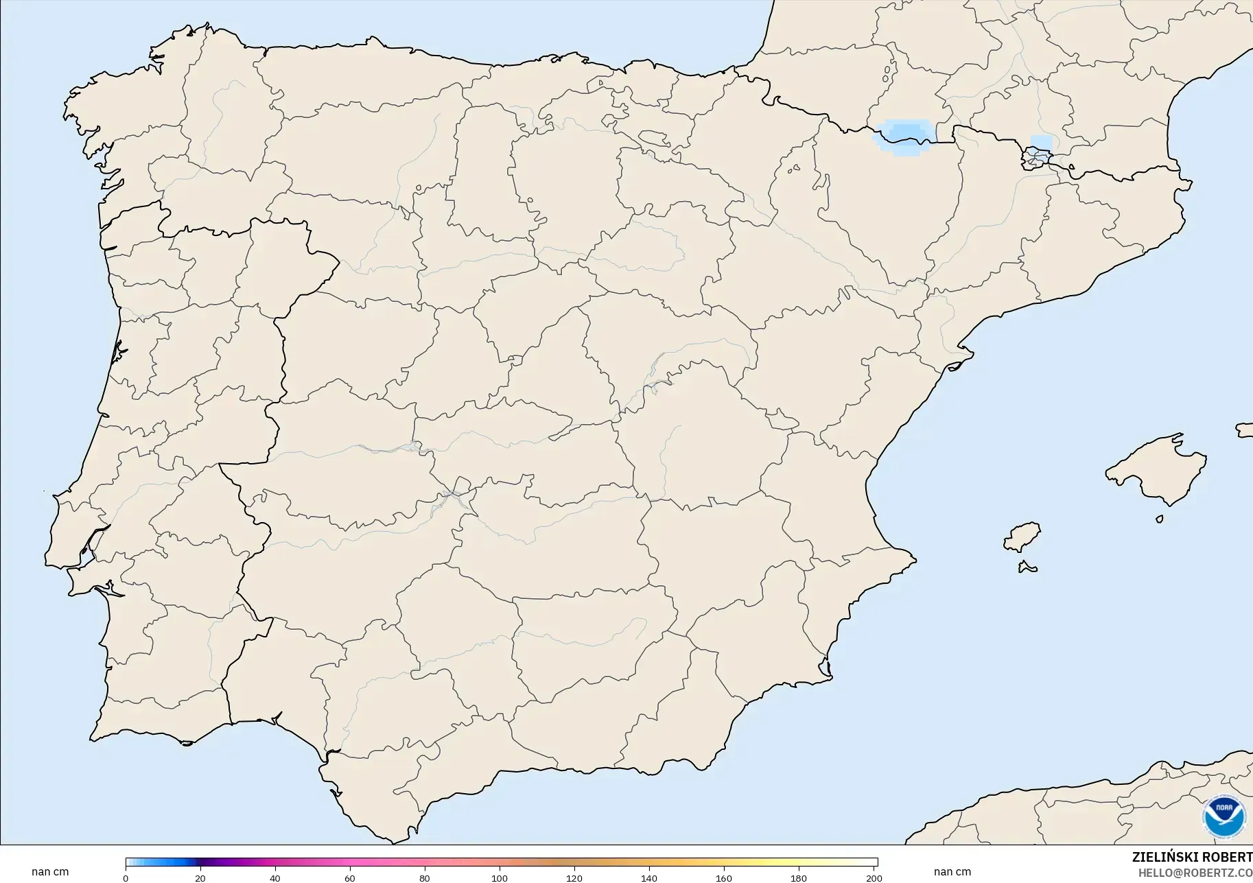 GFS モデル - スペイン, 積雪深
