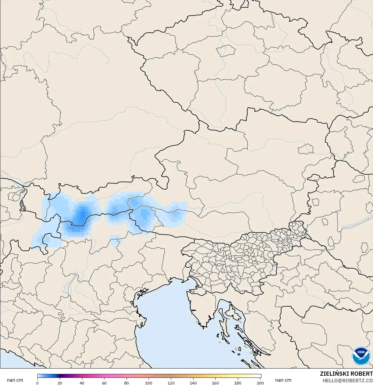 GFS モデル - オーストリア, 積雪深