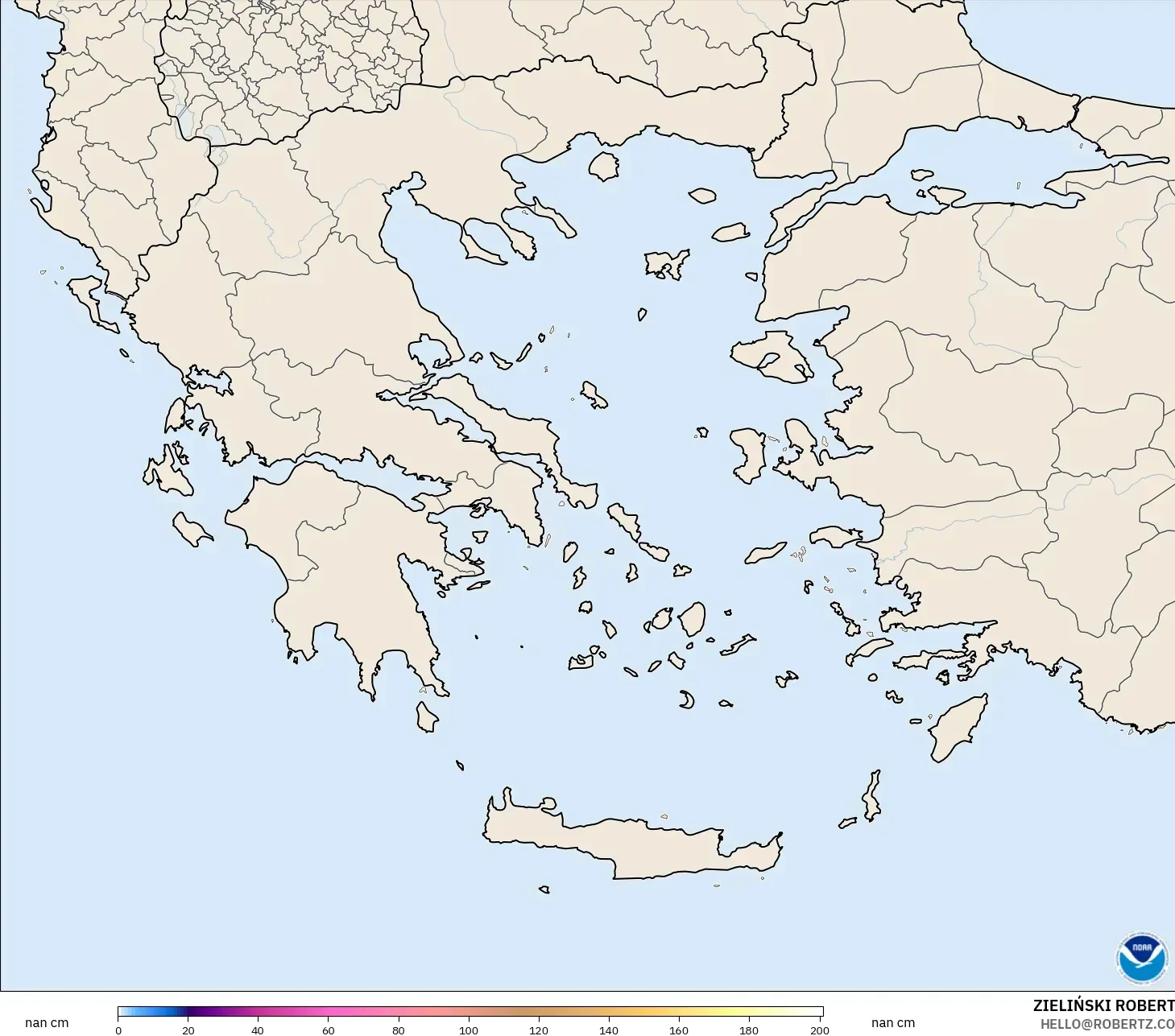 GFS モデル - ギリシャ, 積雪深