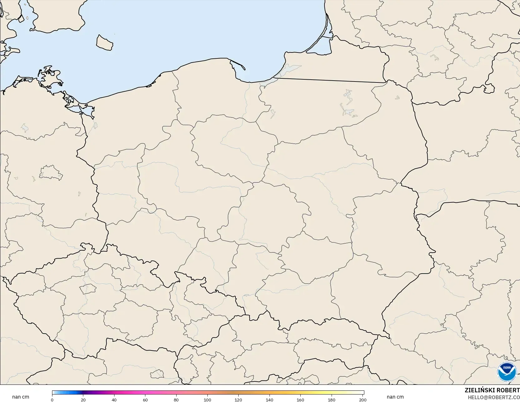 GFS モデル - ポーランド, 積雪深