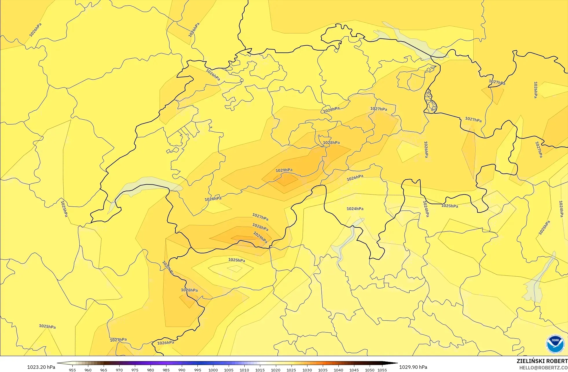 GFS モデル - スイス, 気圧