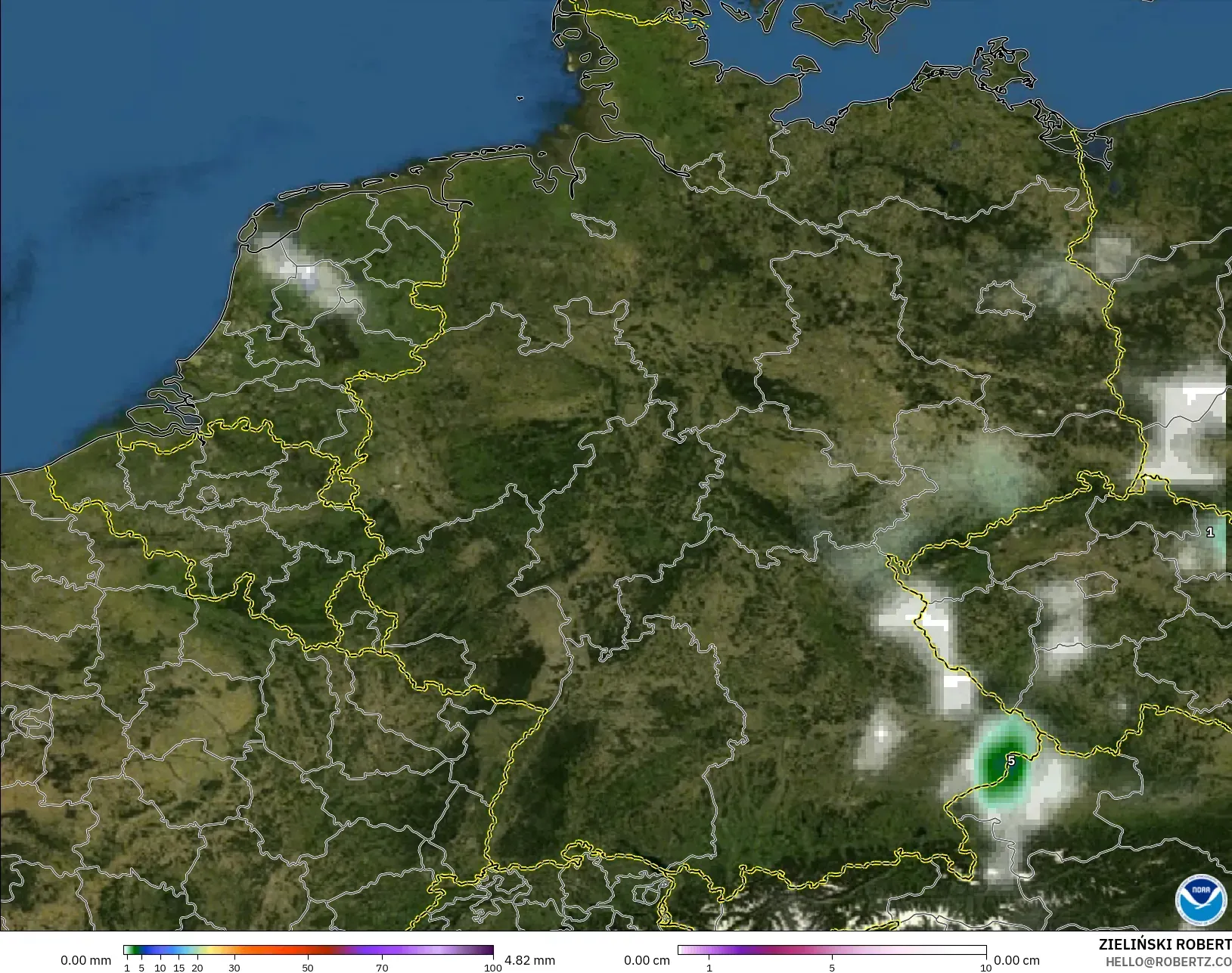 GFS モデル - ドイツ, 降水量、雲、気圧