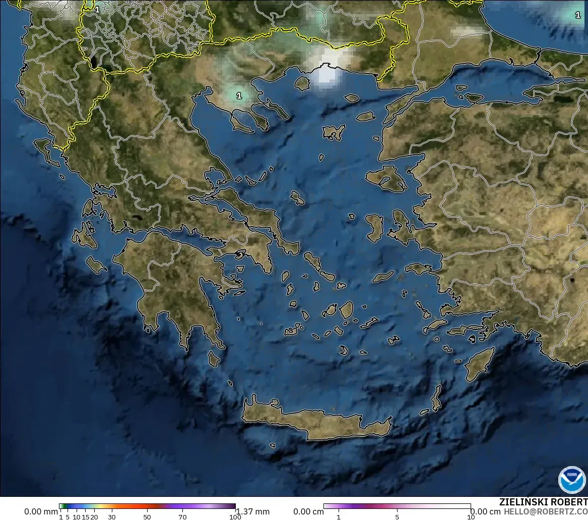 GFS モデル - ギリシャ, 降水量、雲、気圧