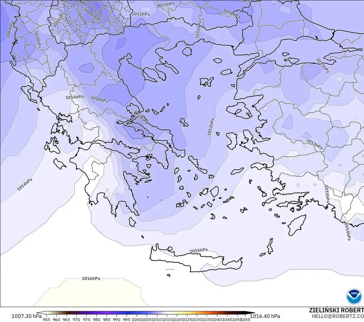 GFS モデル - ギリシャ, 気圧