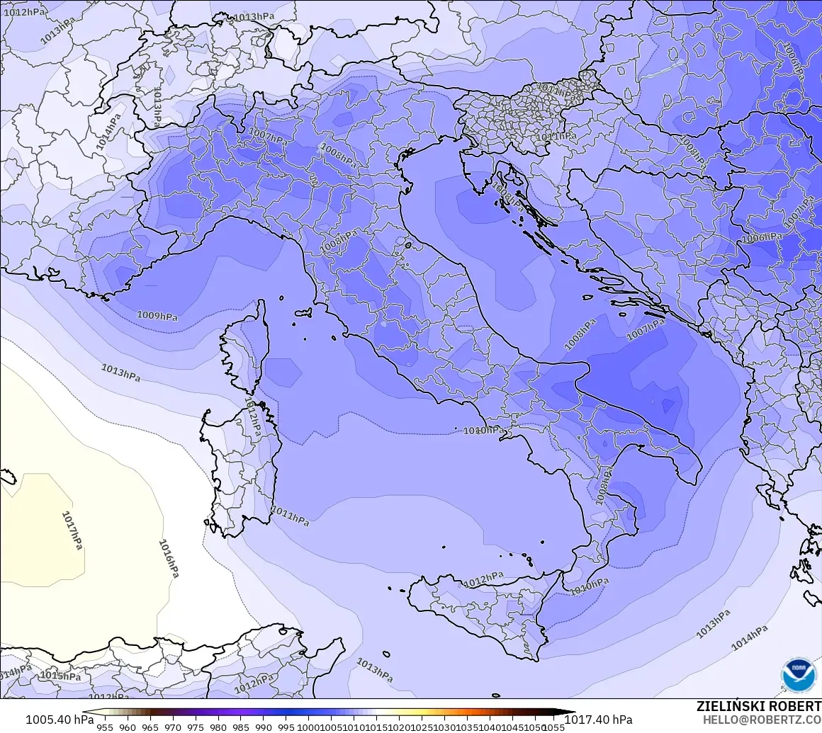 GFS モデル - イタリア, 気圧