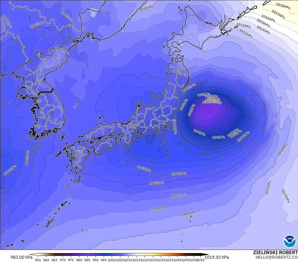 GFS モデル - 日本, 気圧