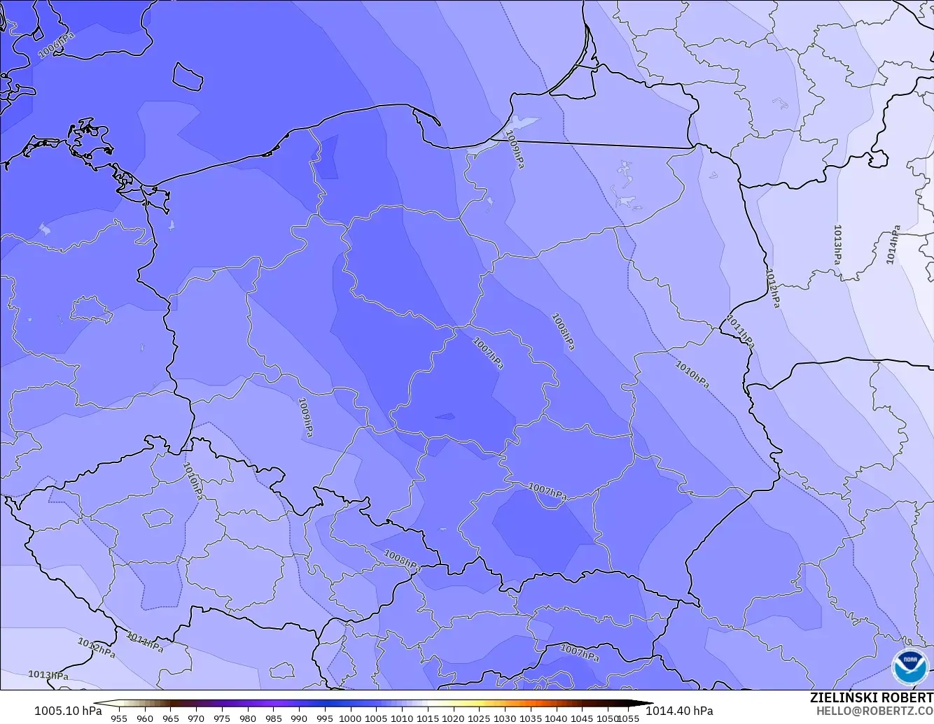 GFS モデル - ポーランド, 気圧