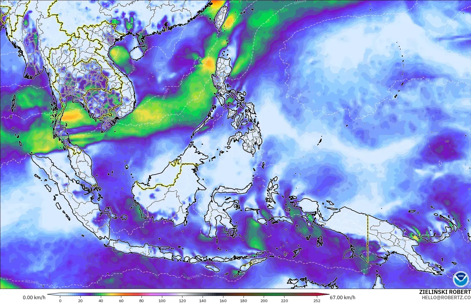 GFS モデル - 東南アジア, 突風