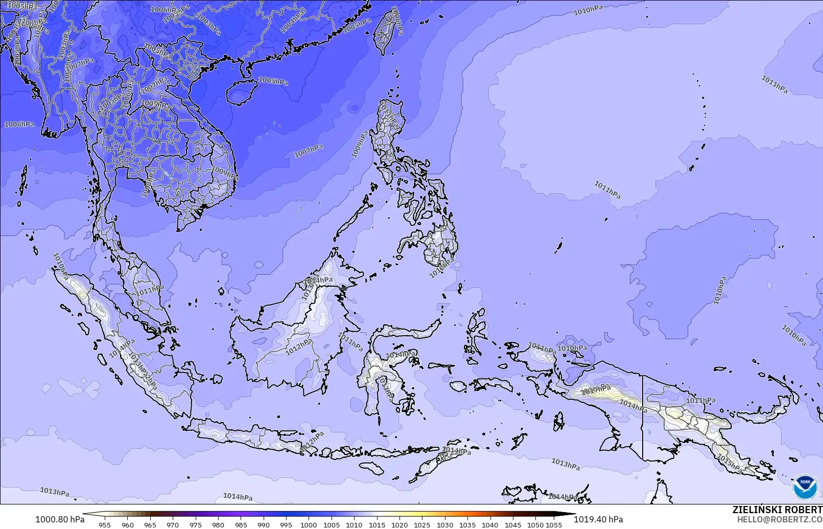 GFS モデル - 東南アジア, 気圧
