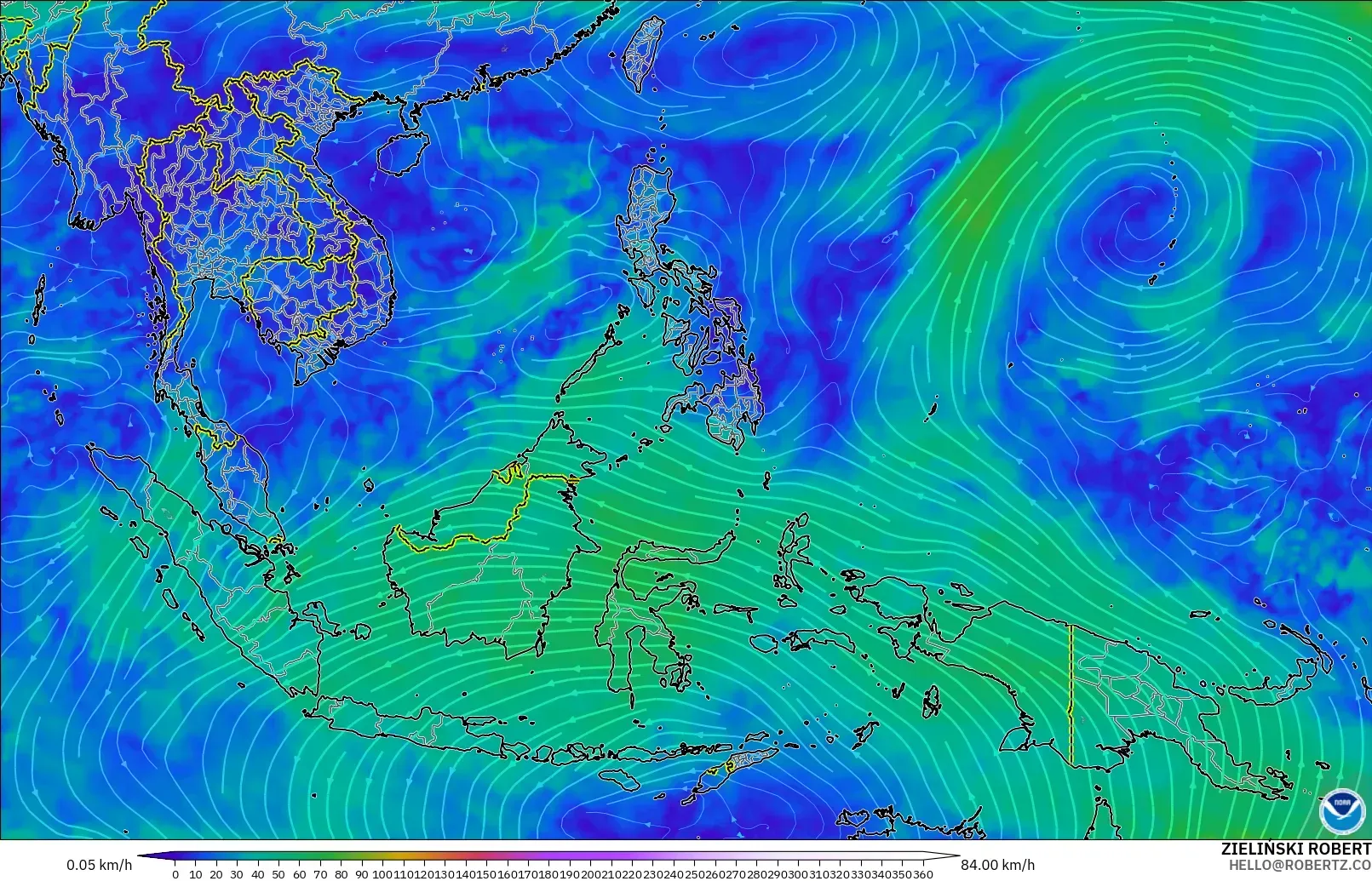 GFS モデル - 東南アジア, 風速（300hPa）