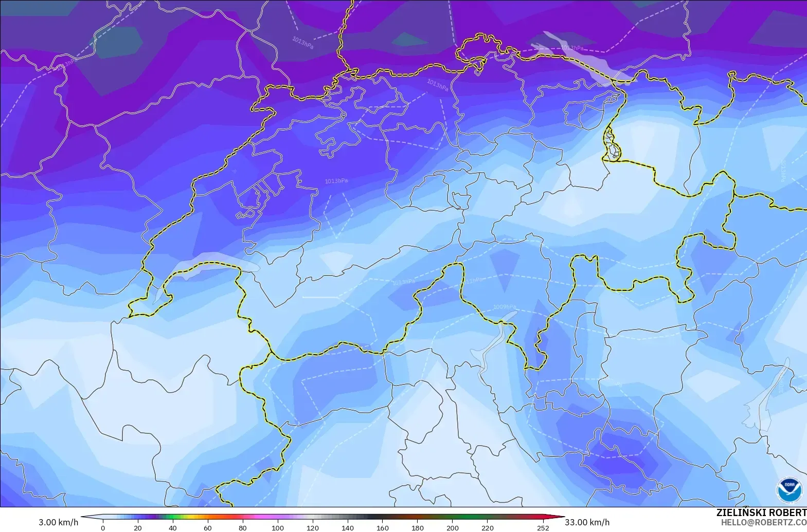GFS モデル - スイス, 突風