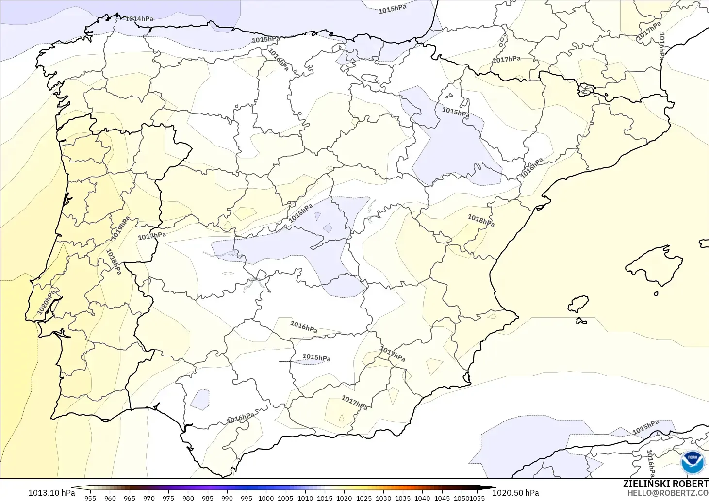 GFS モデル - スペイン, 気圧