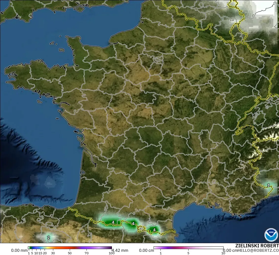 GFS モデル - フランス, 降水量、雲、気圧
