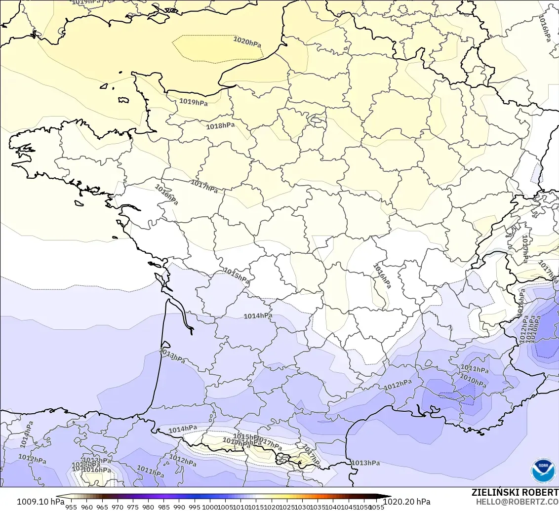 GFS モデル - フランス, 気圧