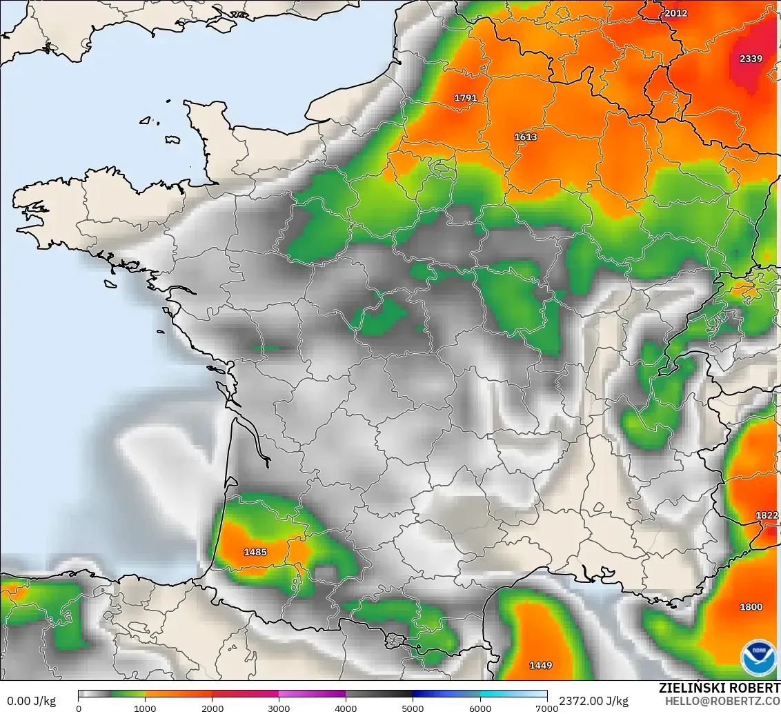 GFS モデル - フランス, CAPE
