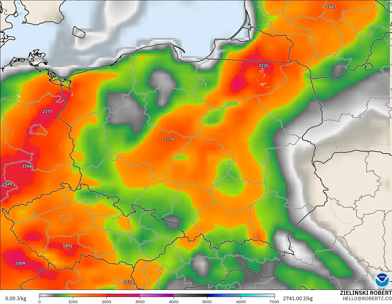 GFS モデル - ポーランド, CAPE
