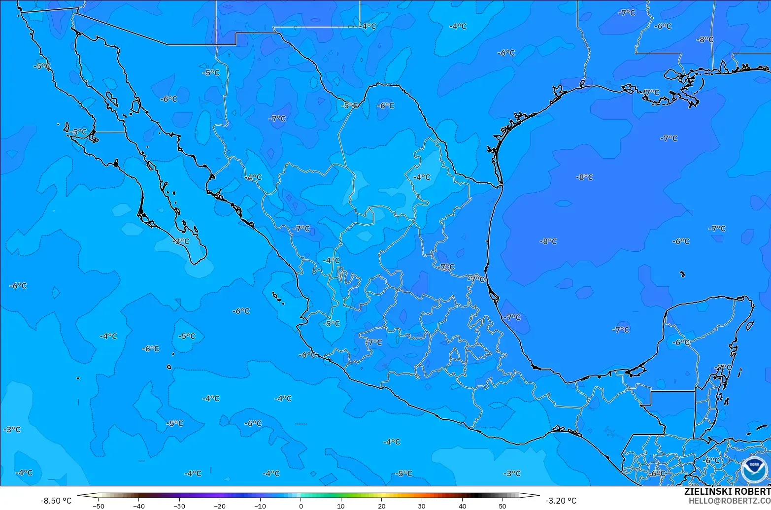 GFS モデル - メキシコ, 気温（500hPa）