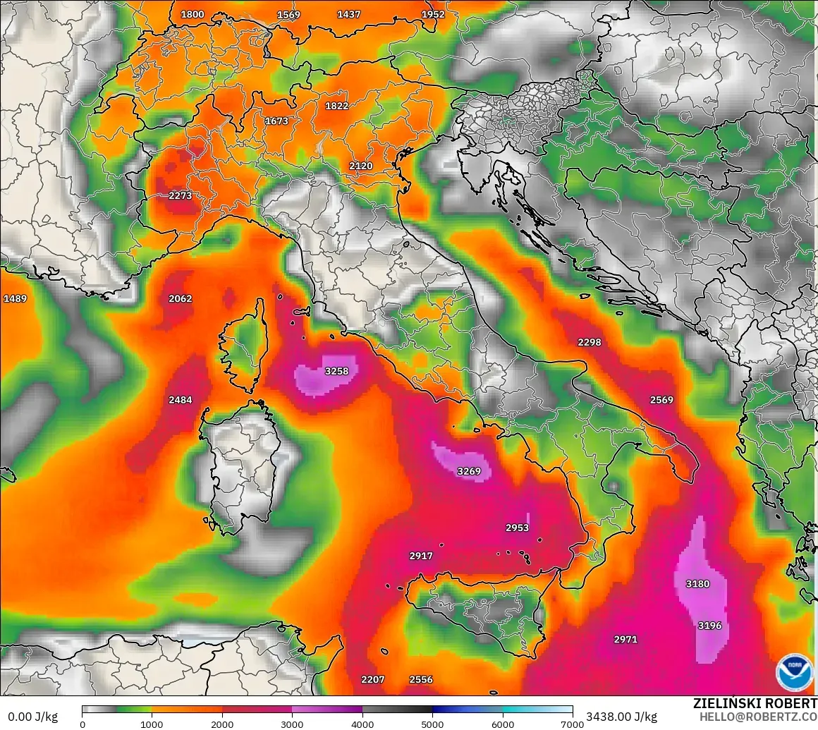 GFS モデル - イタリア, CAPE