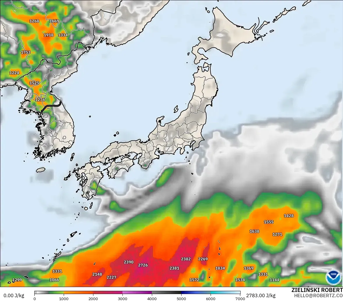 GFS モデル - 日本, CAPE