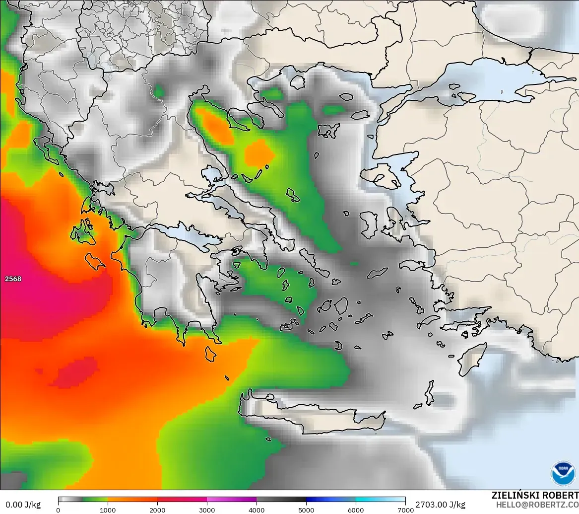 GFS モデル - ギリシャ, CAPE