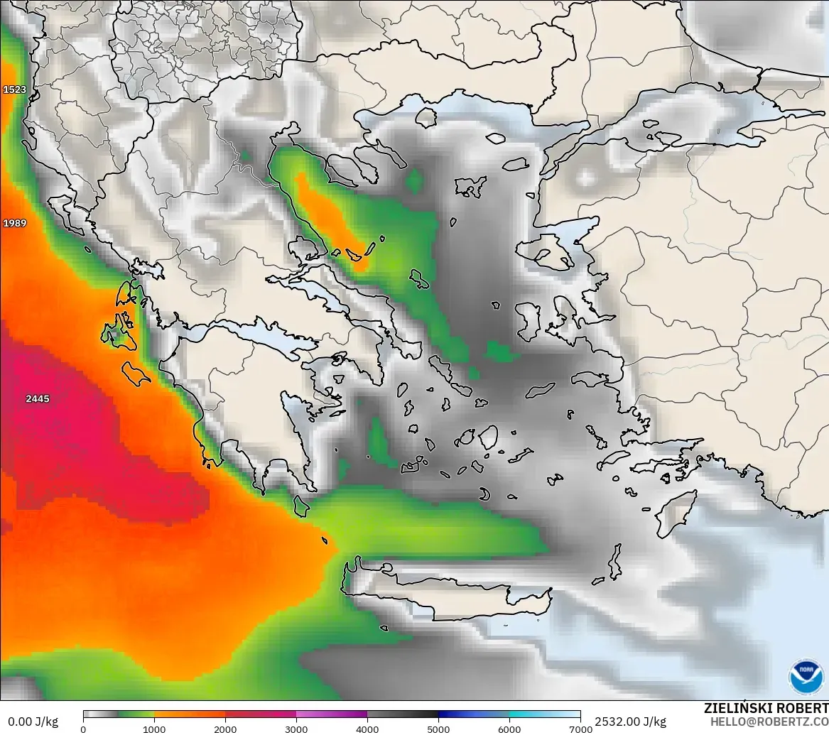 GFS モデル - ギリシャ, CAPE