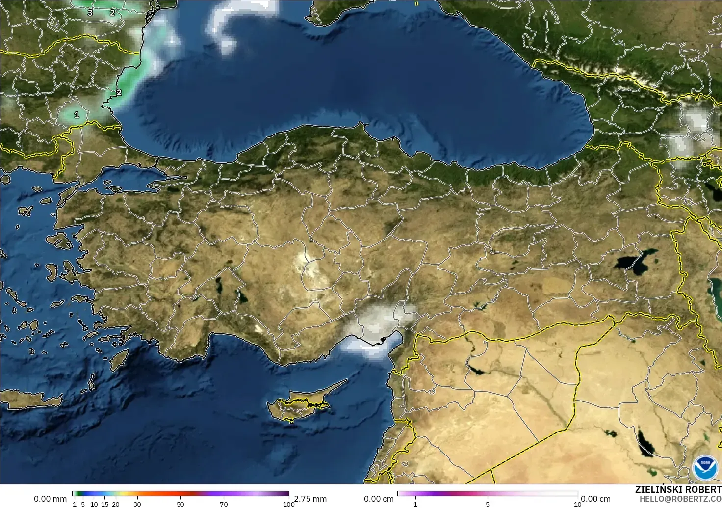 GFS モデル - トルコ, 降水量、雲、気圧