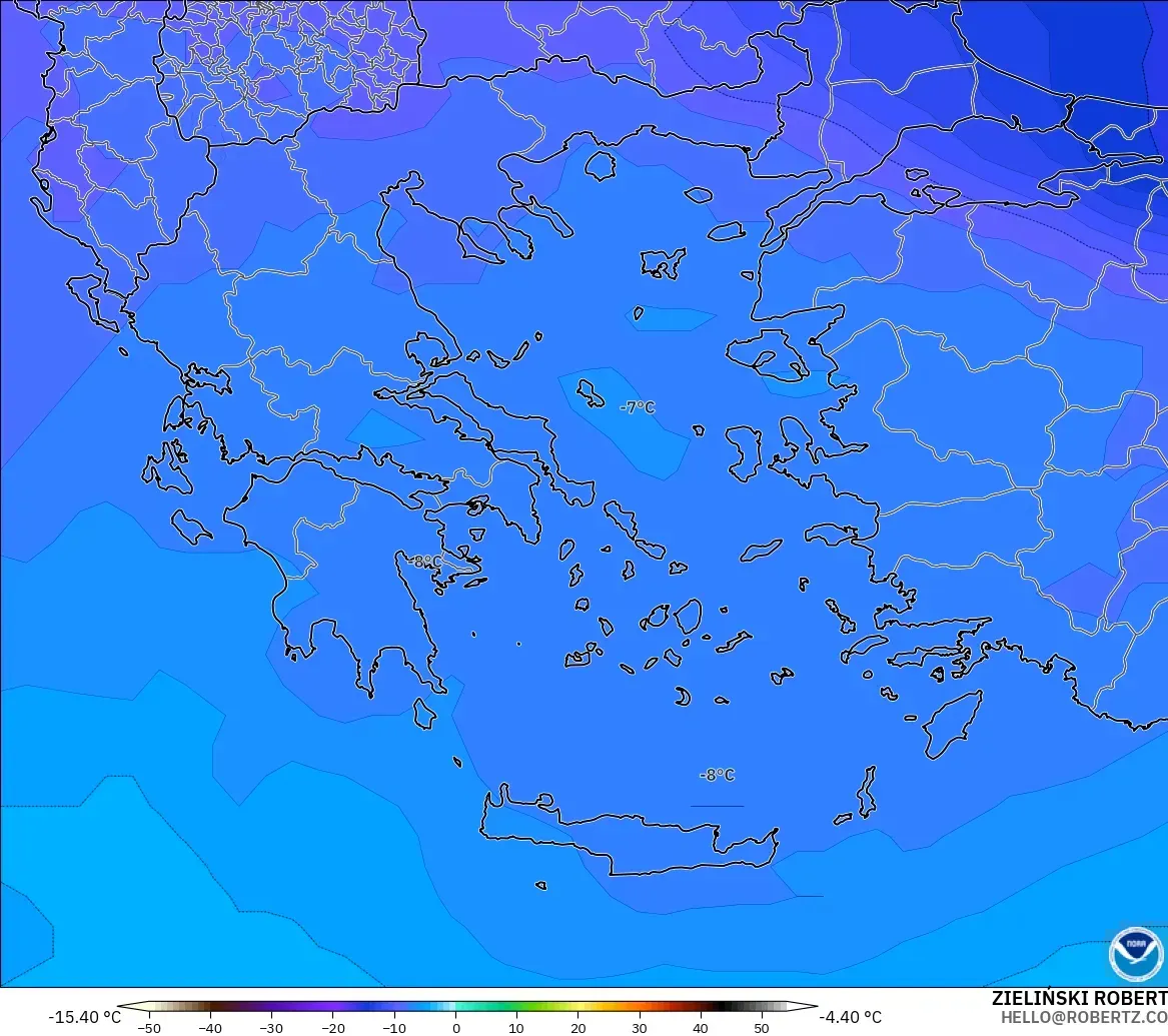 GFS モデル - ギリシャ, 気温（500hPa）