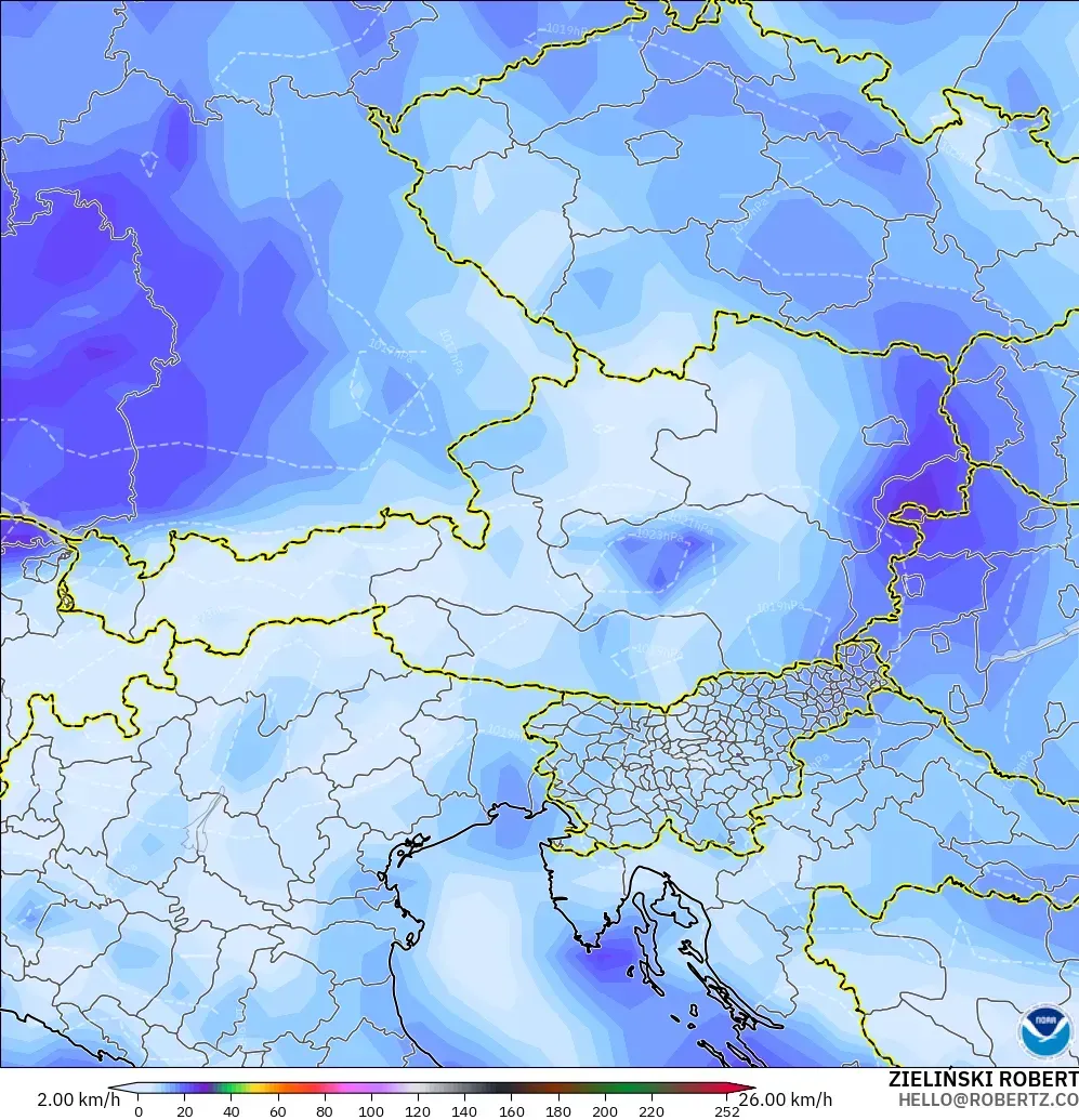 GFS モデル - オーストリア, 突風