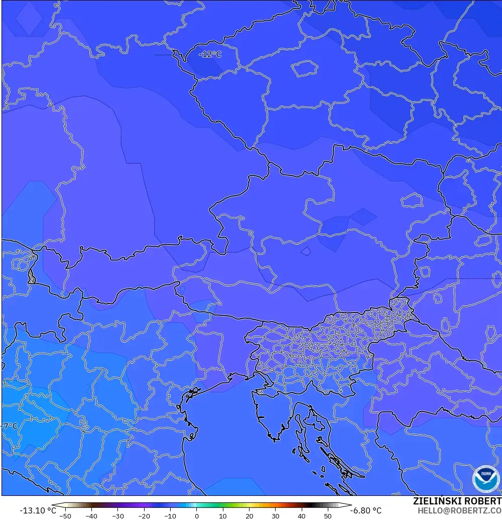 GFS モデル - オーストリア, 気温（500hPa）