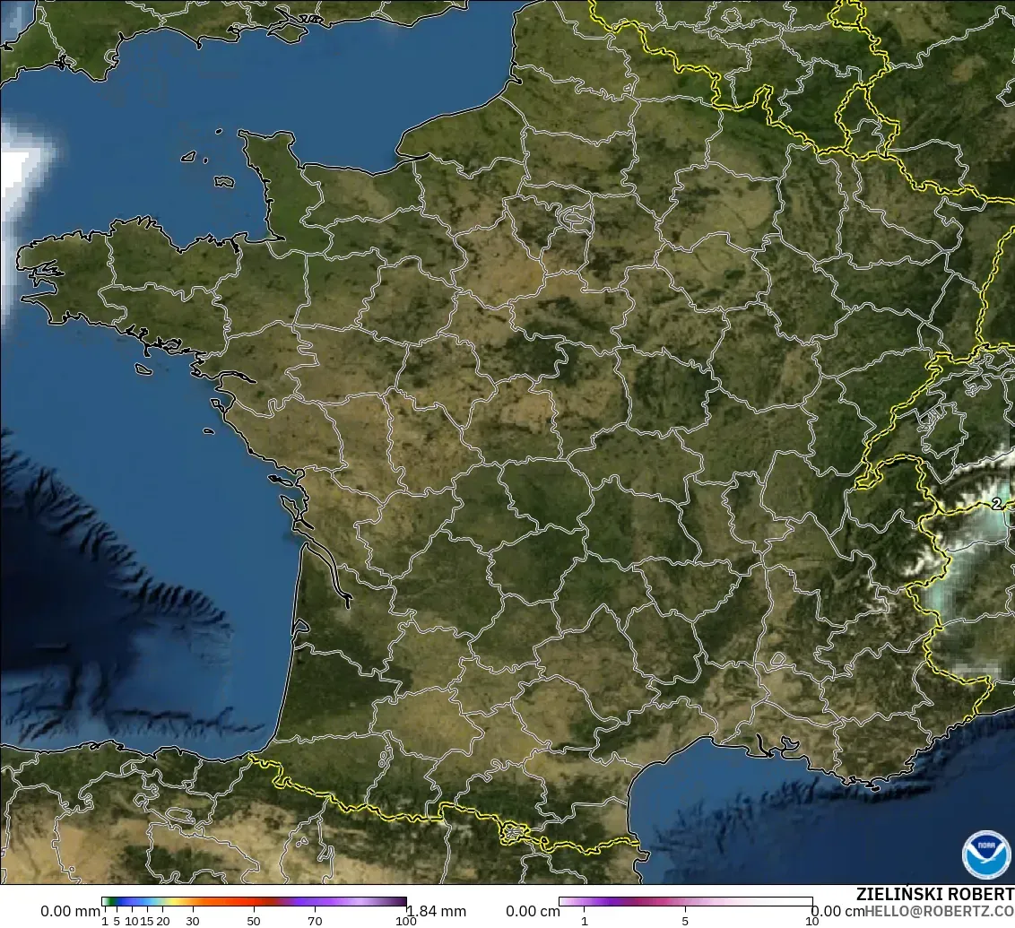 GFS モデル - フランス, 降水量、雲、気圧