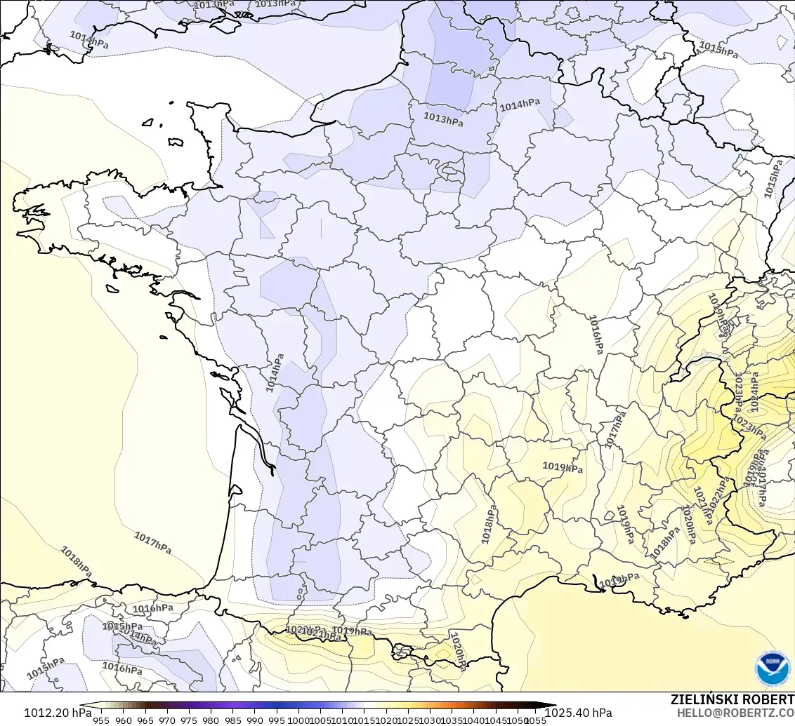 GFS モデル - フランス, 気圧