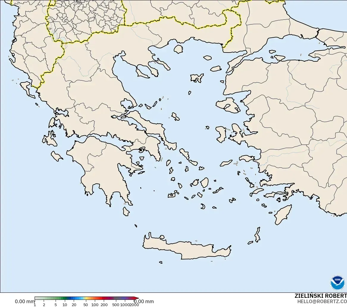 GFS モデル - ギリシャ, 降水量の合計