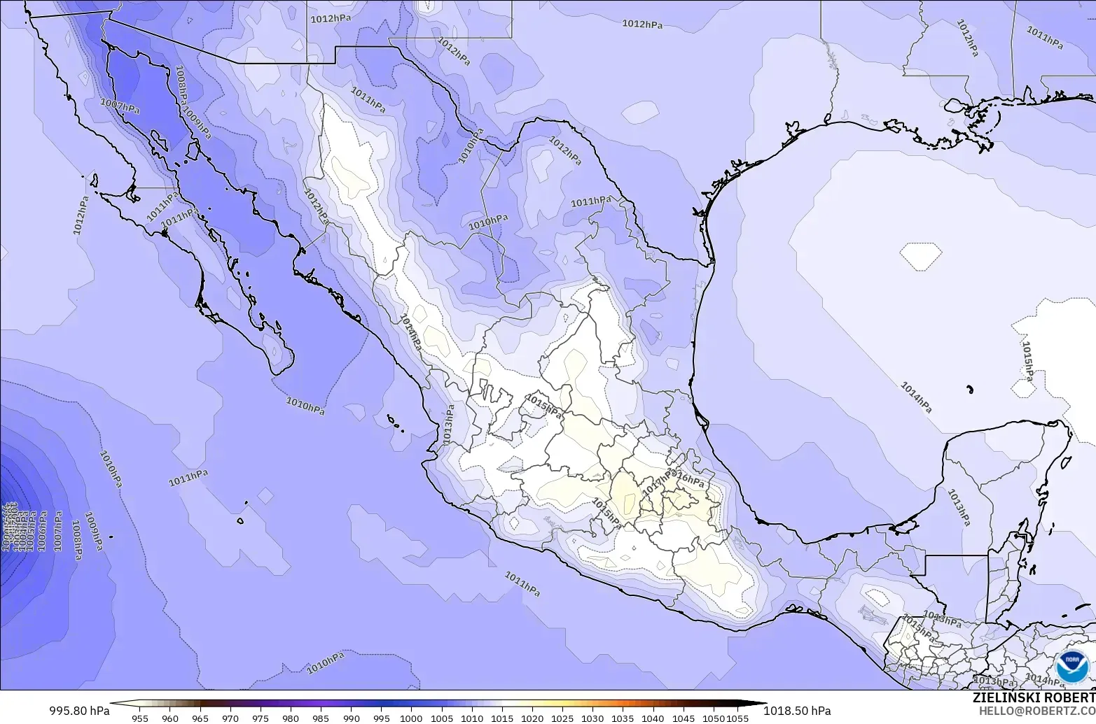 GFS モデル - メキシコ, 気圧