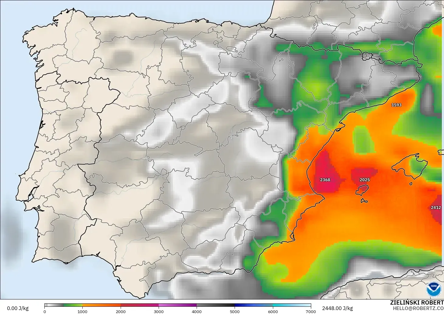 GFS モデル - スペイン, CAPE