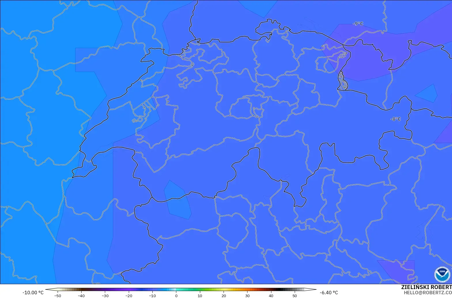GFS モデル - スイス, 気温（500hPa）
