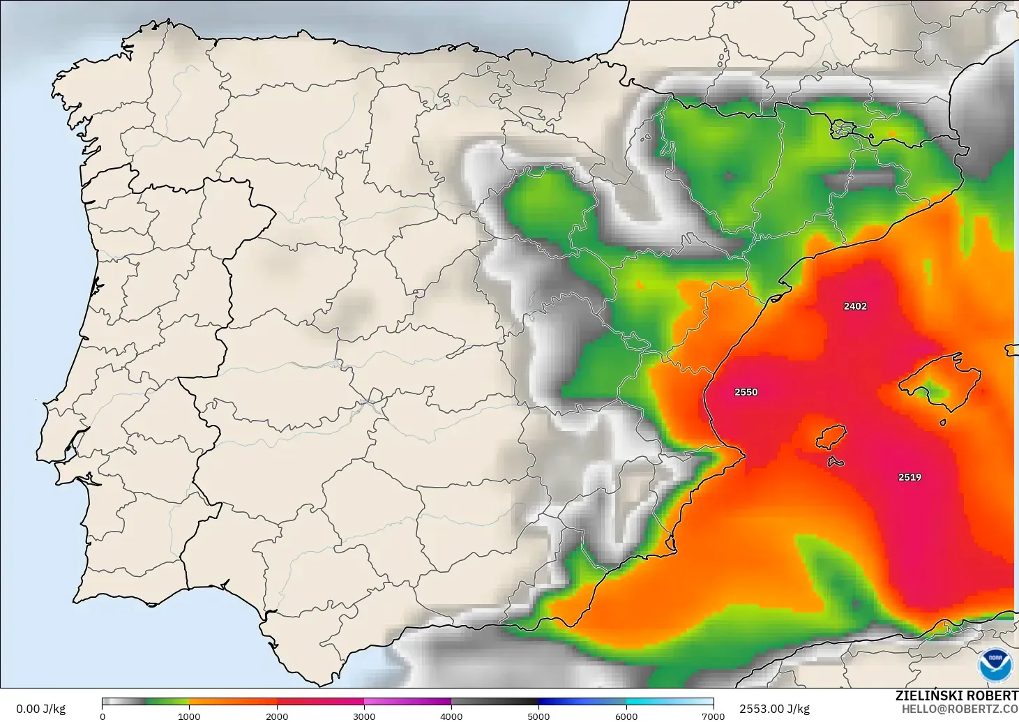 GFS モデル - スペイン, CAPE
