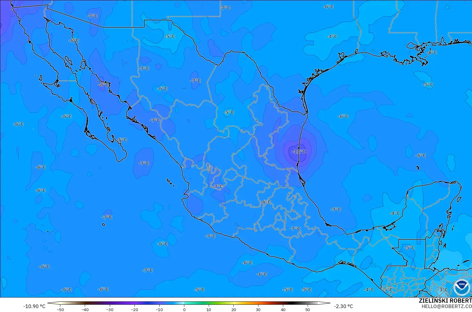 GFS モデル - メキシコ, 気温（500hPa）