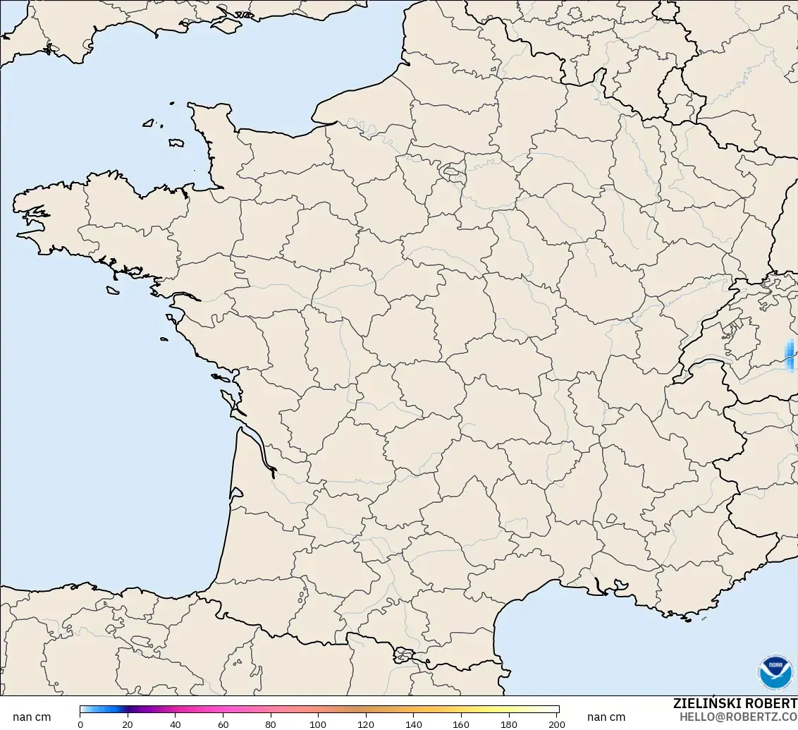 GFS モデル - フランス, 積雪深