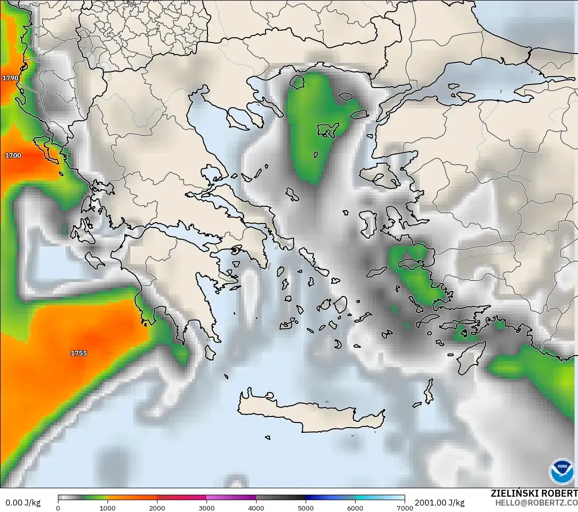 GFS モデル - ギリシャ, CAPE