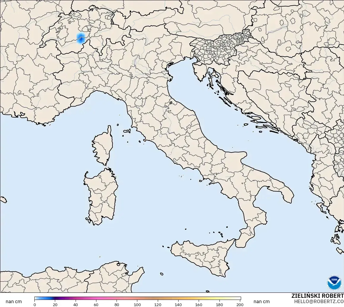 GFS モデル - イタリア, 積雪深