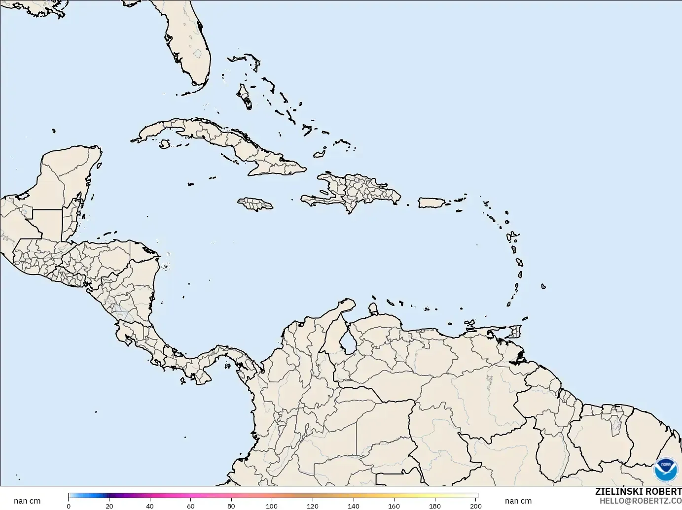 GFS モデル - カリブ海, 積雪深