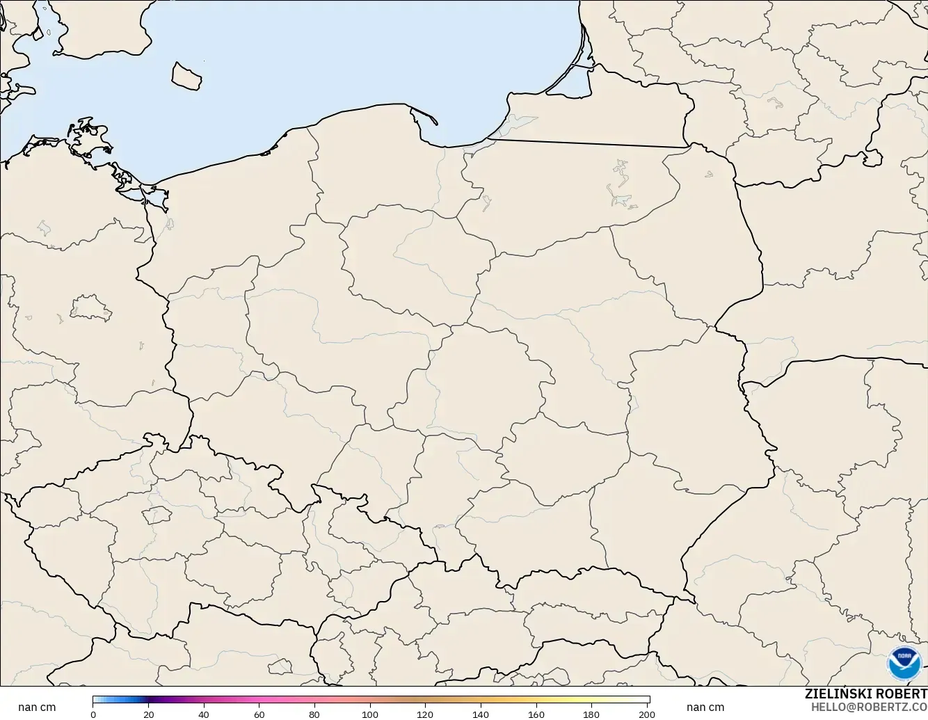 GFS モデル - ポーランド, 積雪深