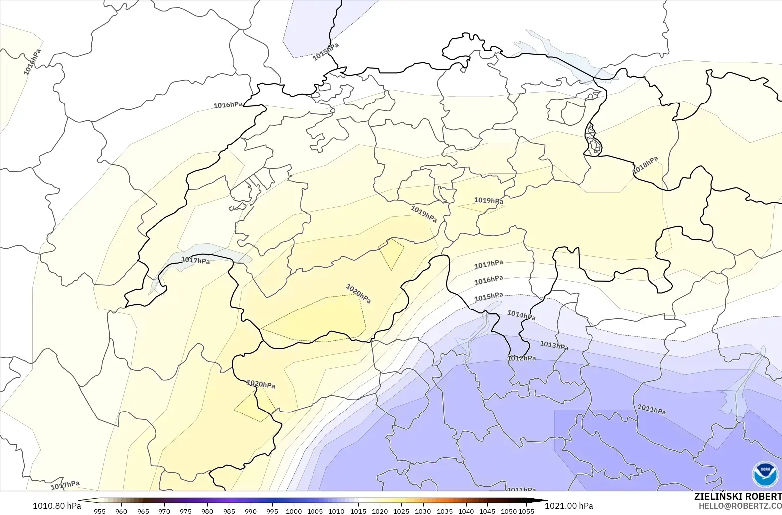 GFS モデル - スイス, 気圧
