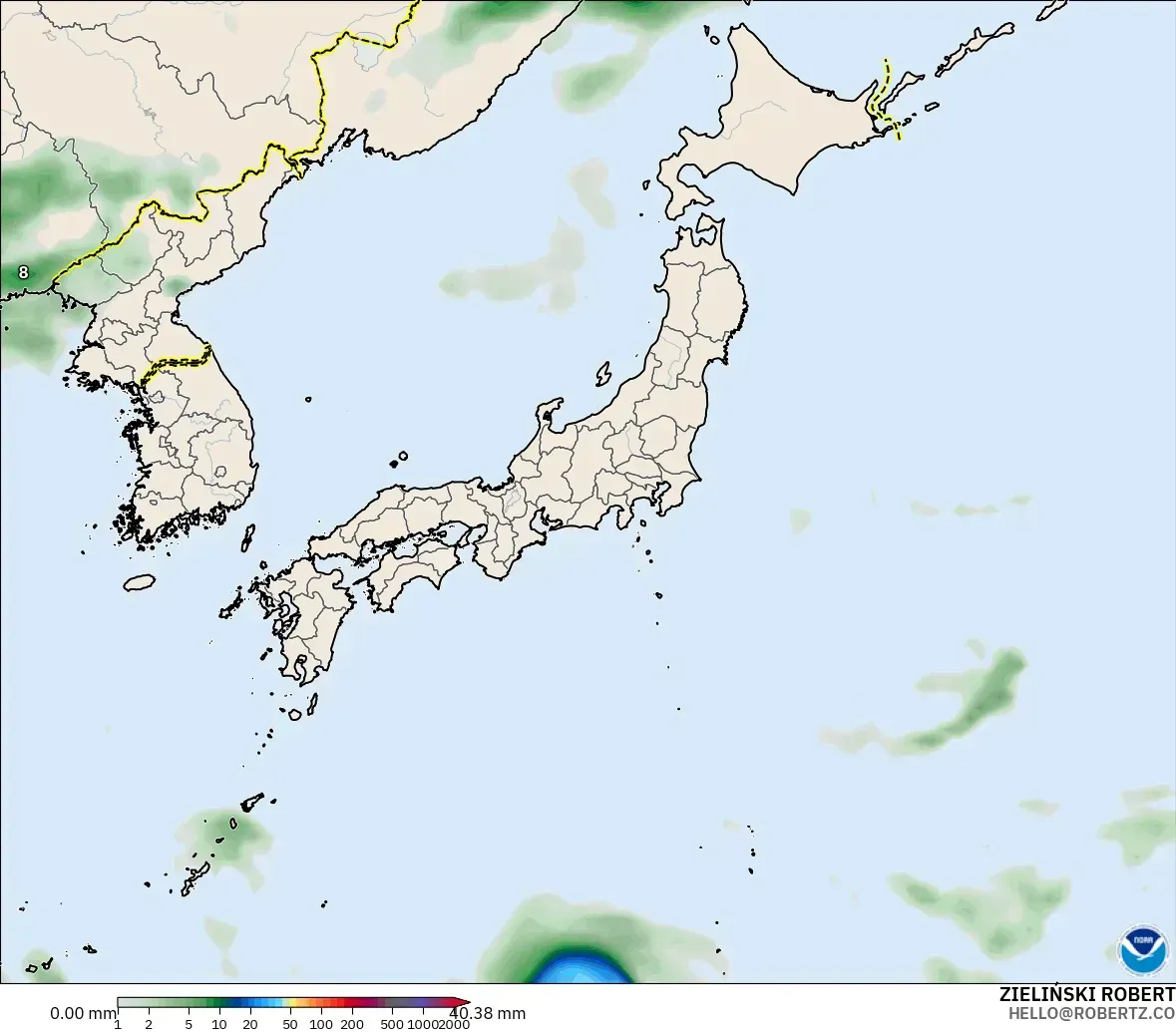 GFS モデル - 日本, 降水量の合計